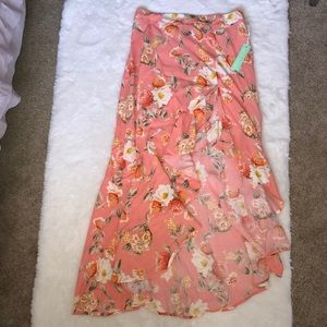 Forever 21 peach flower high/ low skirt